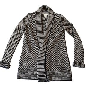 Matty M Womens Open Front‎ Cardigan Sweater Black Beige Knit Coat Small S